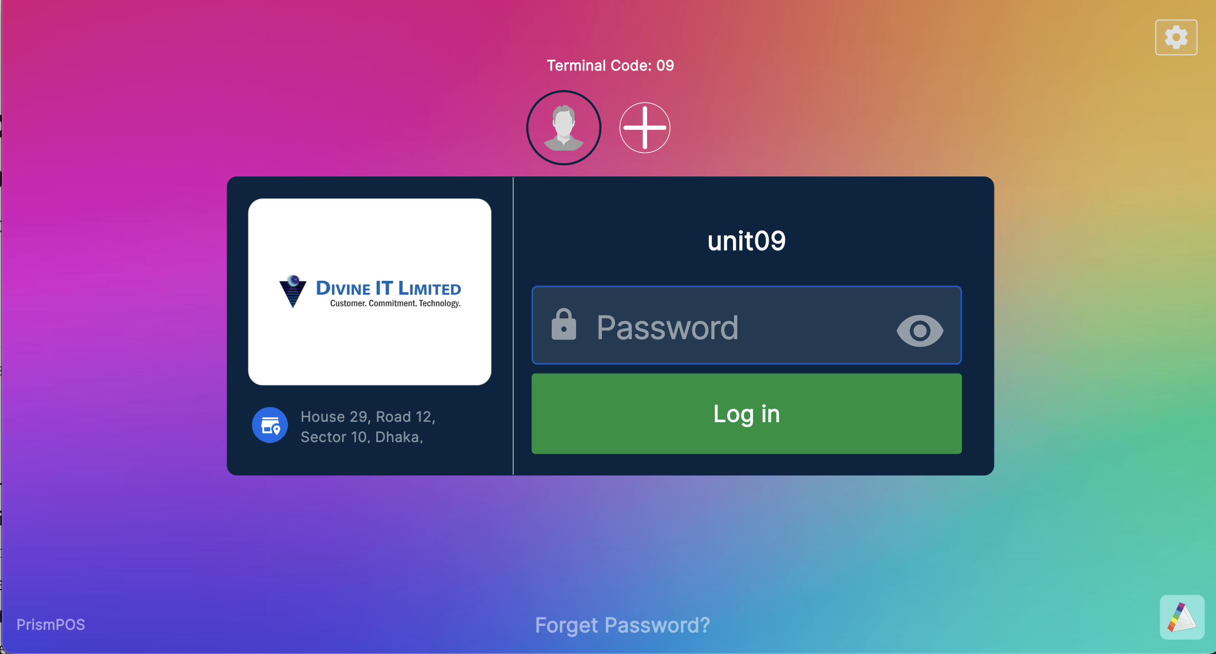 PrismPOS- login page